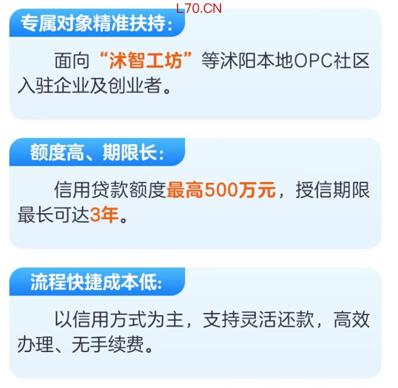 沭阳农商行“OPC创易贷”介绍 图片来源：银行官微