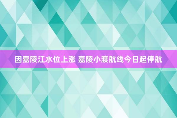 因嘉陵江水位上涨 嘉陵小渡航线今日起停航