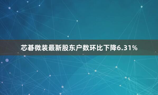 芯碁微装最新股东户数环比下降6.31%