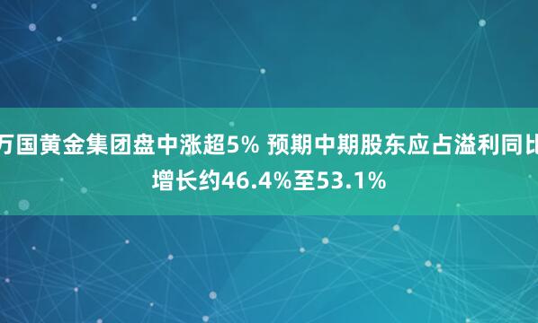 万国黄金集团盘中涨超5% 预期中期股东应占溢利同比增长约46.4%至53.1%